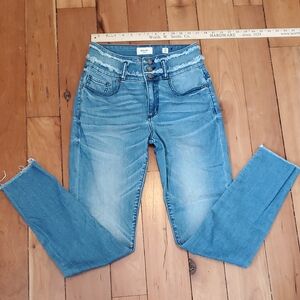 MISS ME Jeans Cute Soft White Blue Fringe Fray